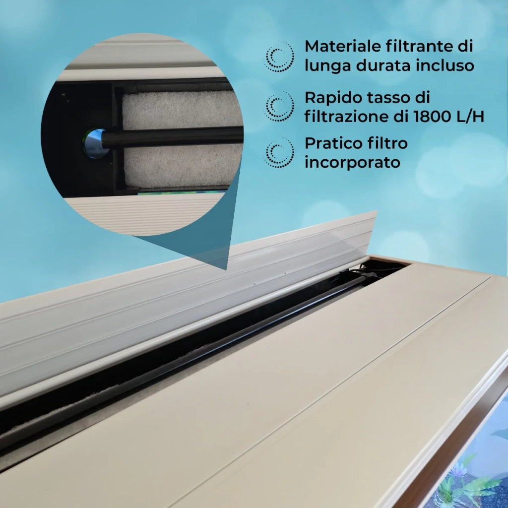 Acquario 300L con Armadietto Bianco e Kit con Fondale, Piante e Ghiaia Bianca