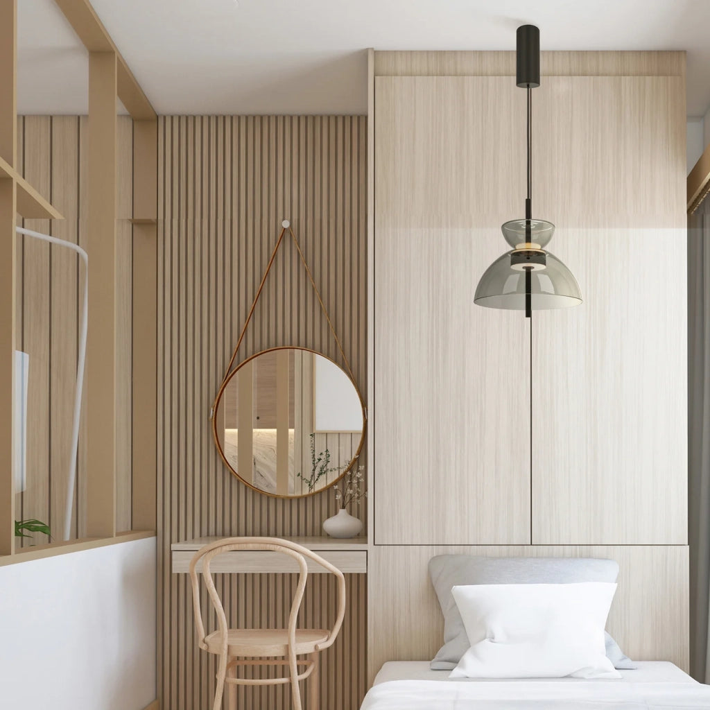 Maytoni Lampadario moderno Bangkok 1 luce LED integrato nero metallo vetro