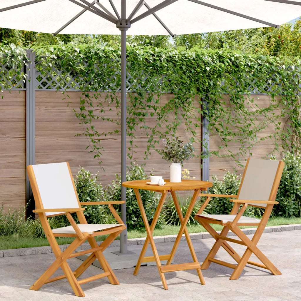 Set da Bistrot 3pz Bianco Crema in Tessuto e Legno Massello 3281856