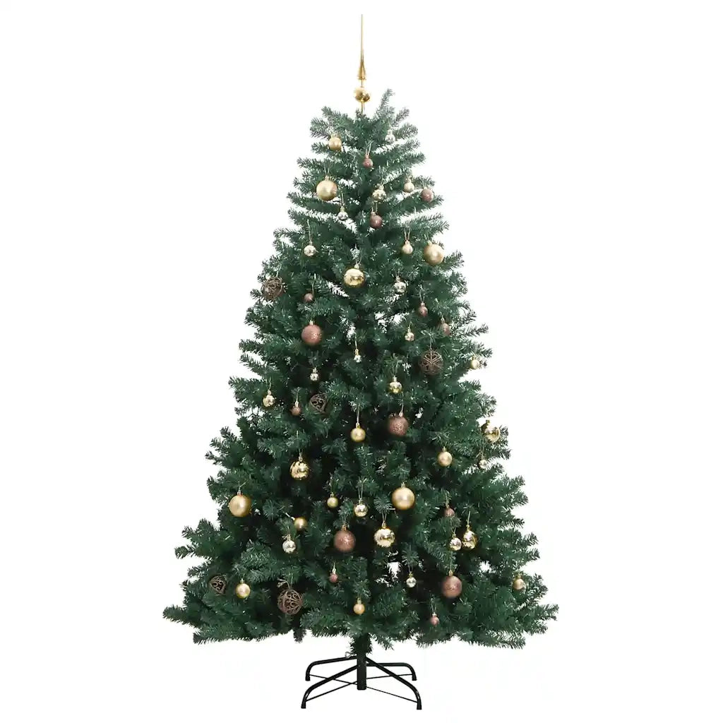 Albero Natale Incernierato con 300 LED e Palline 210 cm 3210129