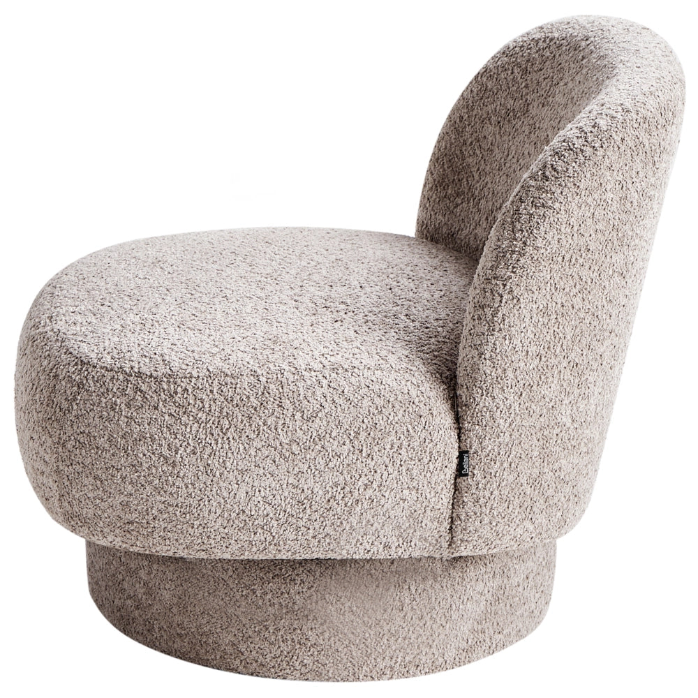 Poltrona girevole Poltrona da club imbottita in bouclé beige Schienale curvo Retro