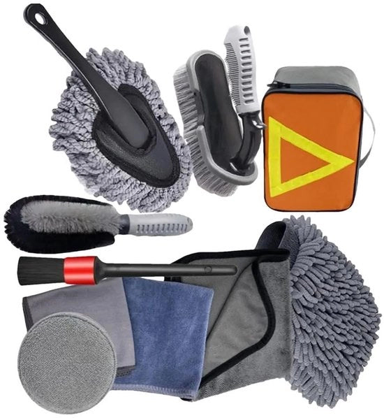 Kit di Pulizia Completo per Auto - 10 Pezzi - Detersivo Universale per Auto - Adatto per la Pulizia di Tutte le Superfici