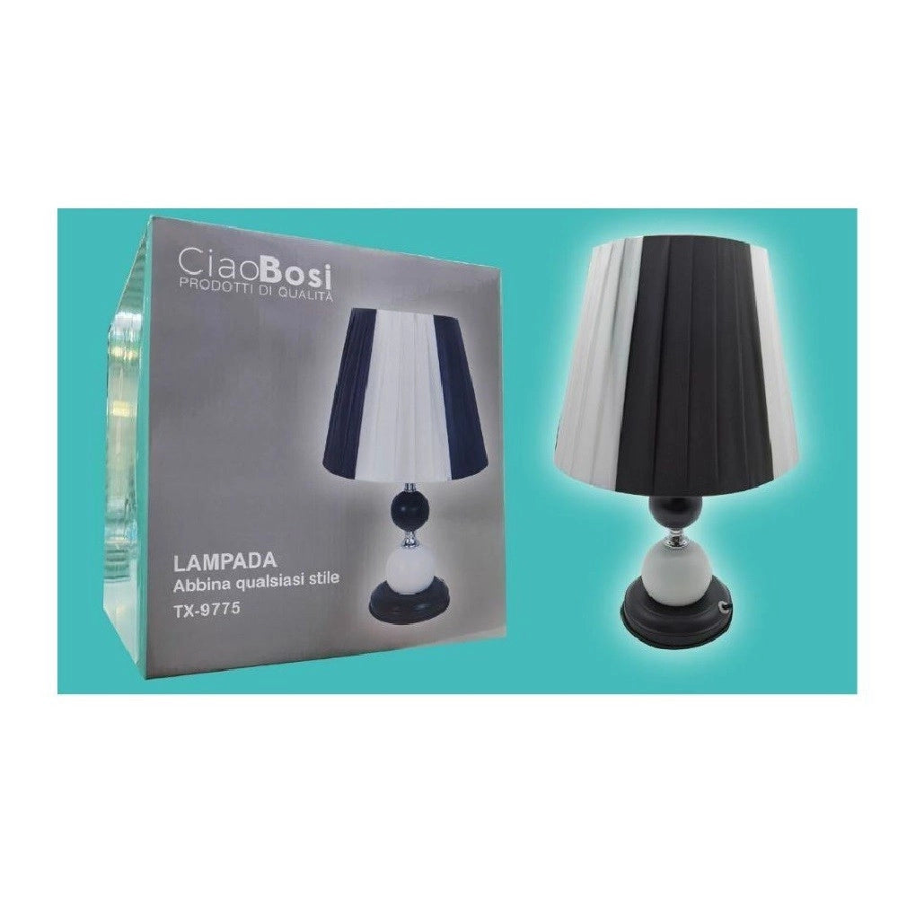 Trade Shop - Lume Lampada Da Tavolo Abat Jour Con Paralume Comodino Camera Casa Luce Tx-9775 -