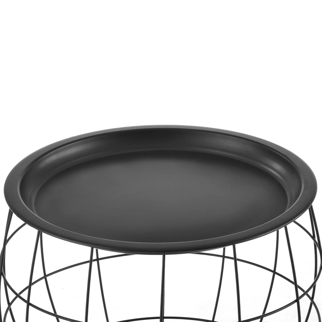 Set di 3 tavolini impilabili Neman con cestini in metallo varie misure nero 03_0008535
