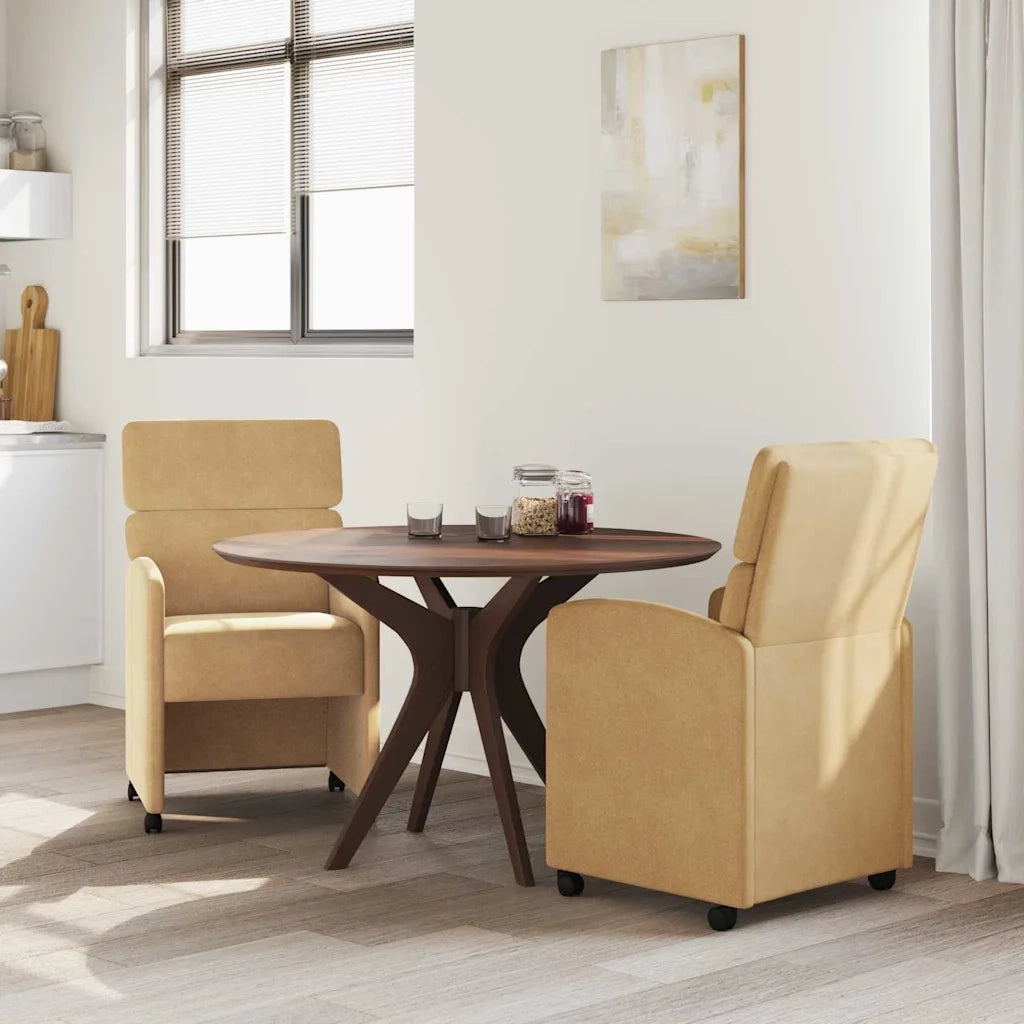 Sedie da Pranzo con Ruote 2 pcs Marrone 58 x 65 x 98 cm Velluto 42017882