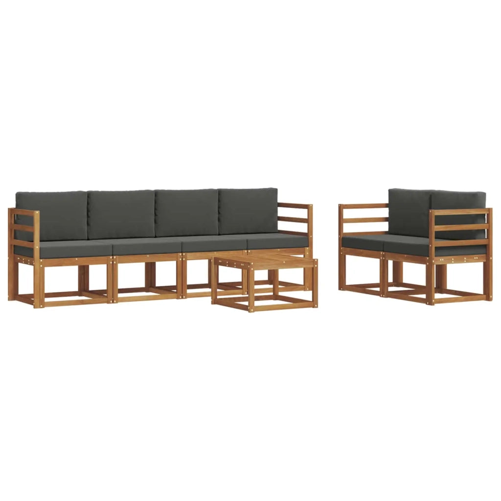 Set di divani da esterno con cuscino 7 pcs Naturale e Antracite 3366030