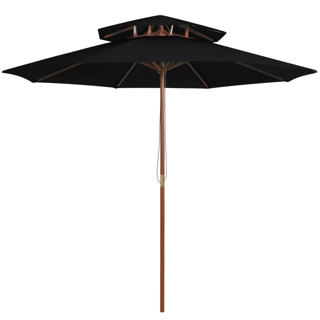 Ombrellone doppio con palo in legno 270 cm nero 02_0008442