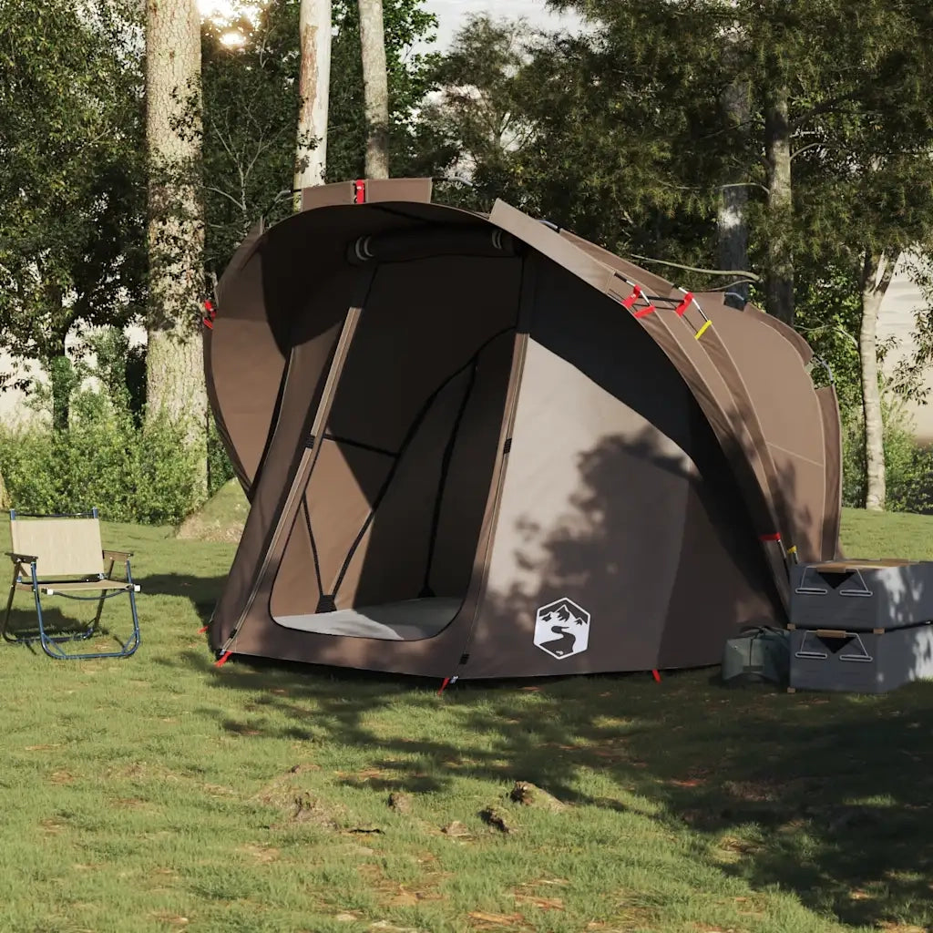 Tenda da Pesca per 4 Persone-Tenda da campeggio Marrone Impermeabile 291593