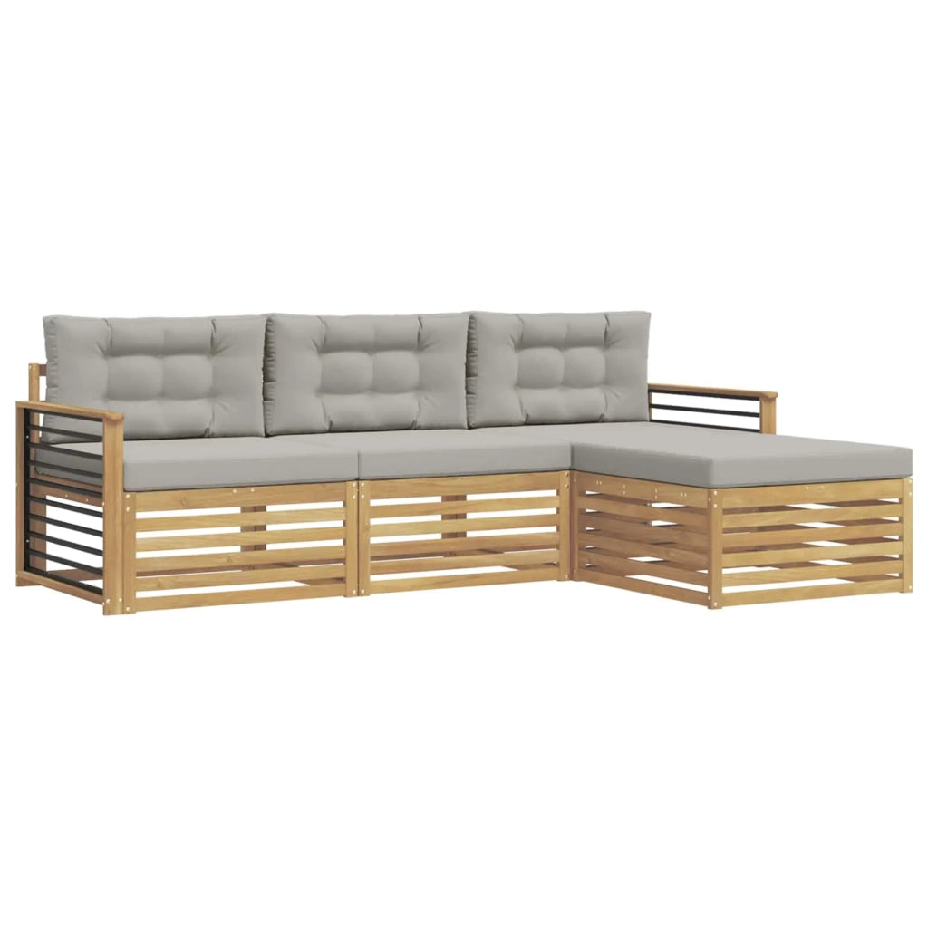 Set di divani da esterno 4 pz Bianco e Grigio Chiaro Poliestere 3390296