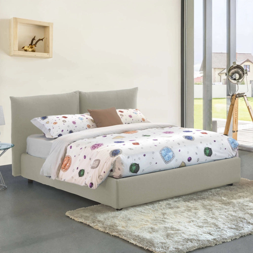Letto Matrimoniale Arpino, Letto Matrimoniale Materasso Incluso Made in Italy, Beige