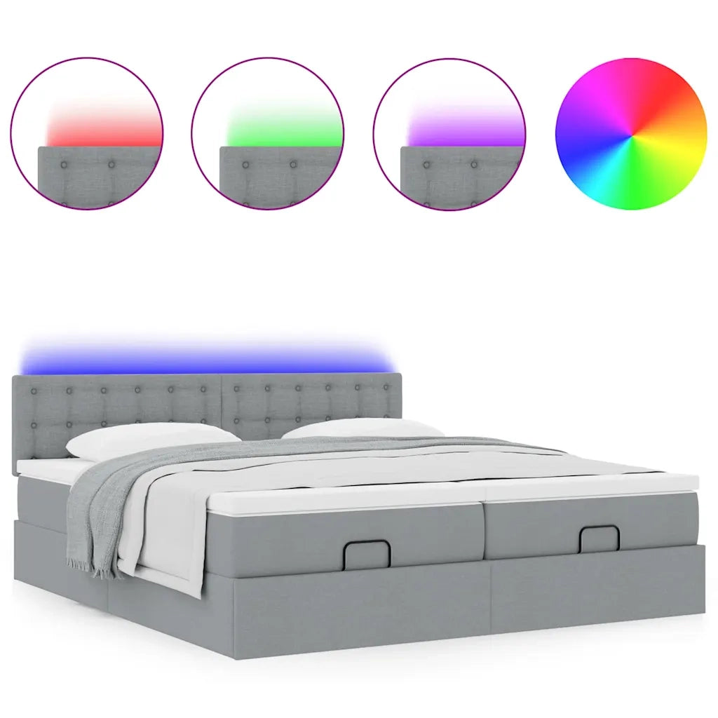 Struttura Letto Pouf con Materassi 200x200 cm in Tessuto 3312892