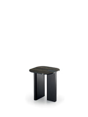 Tavolino Key Moderno con Top in Ceramica su Vetro e Struttura in Metallo Verniciato Nero - Design Elegante 40x40 cm - OM/507/PO