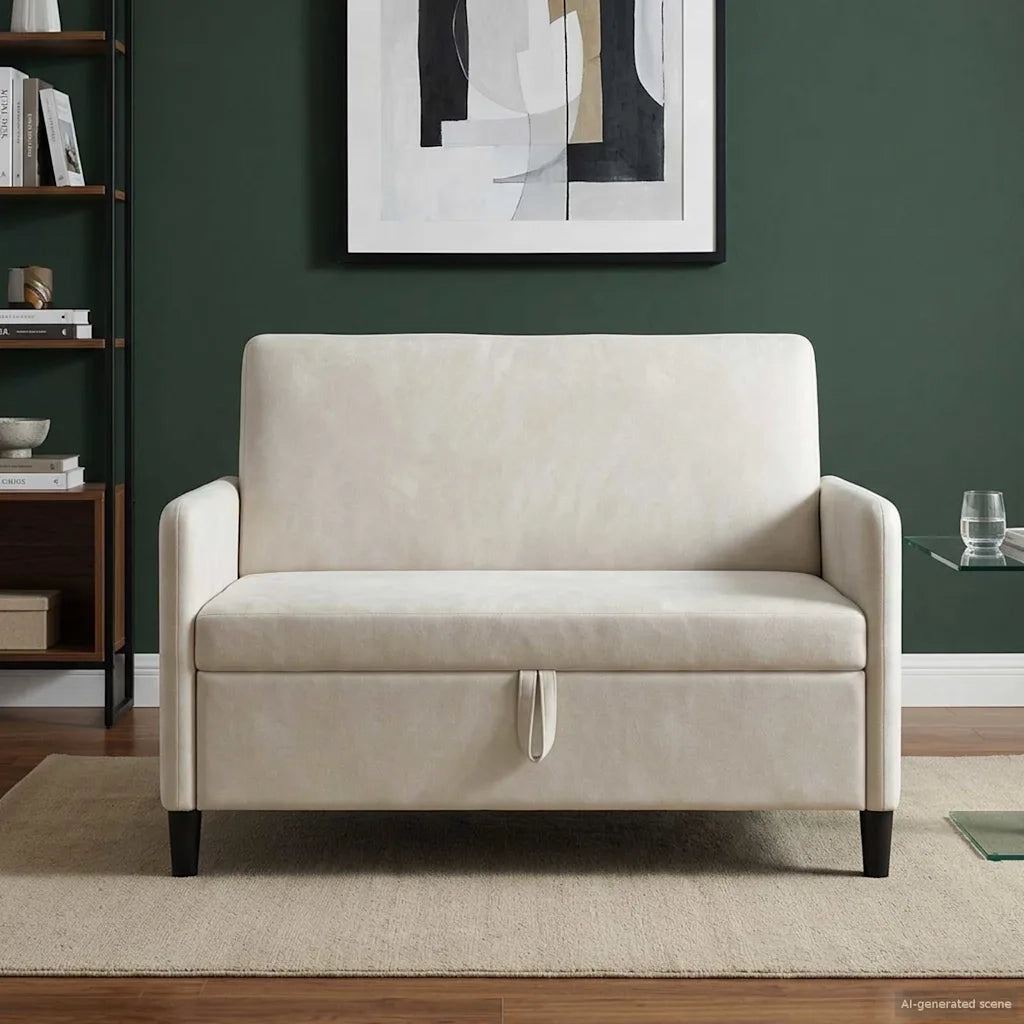 Divano con Storage Crema 122 x 78 x 87 cm Poliestere 42036913