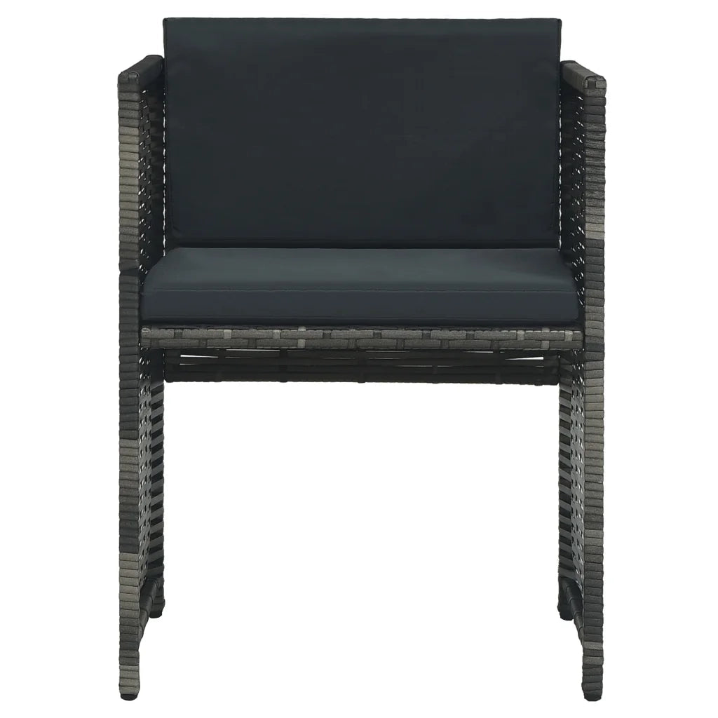 Set da Bistrot 3 pz | Set Salotto da Giardino con Cuscini in Polyrattan Grigio