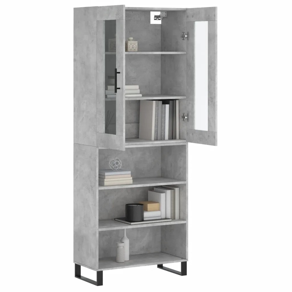 Credenza | Madia | Buffet da pranzo | Armadio da pranzo Grigio Cemento 69,5x34x180 cm in Legno Multistrato