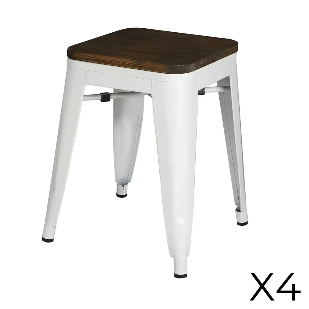 Set di 4 sgabelli in stile industriale in metallo, colore bianco opaco - Collezione FACTORY.