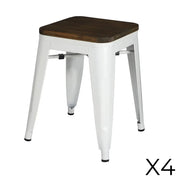 Set di 4 sgabelli in stile industriale in metallo, colore bianco opaco - Collezione FACTORY.