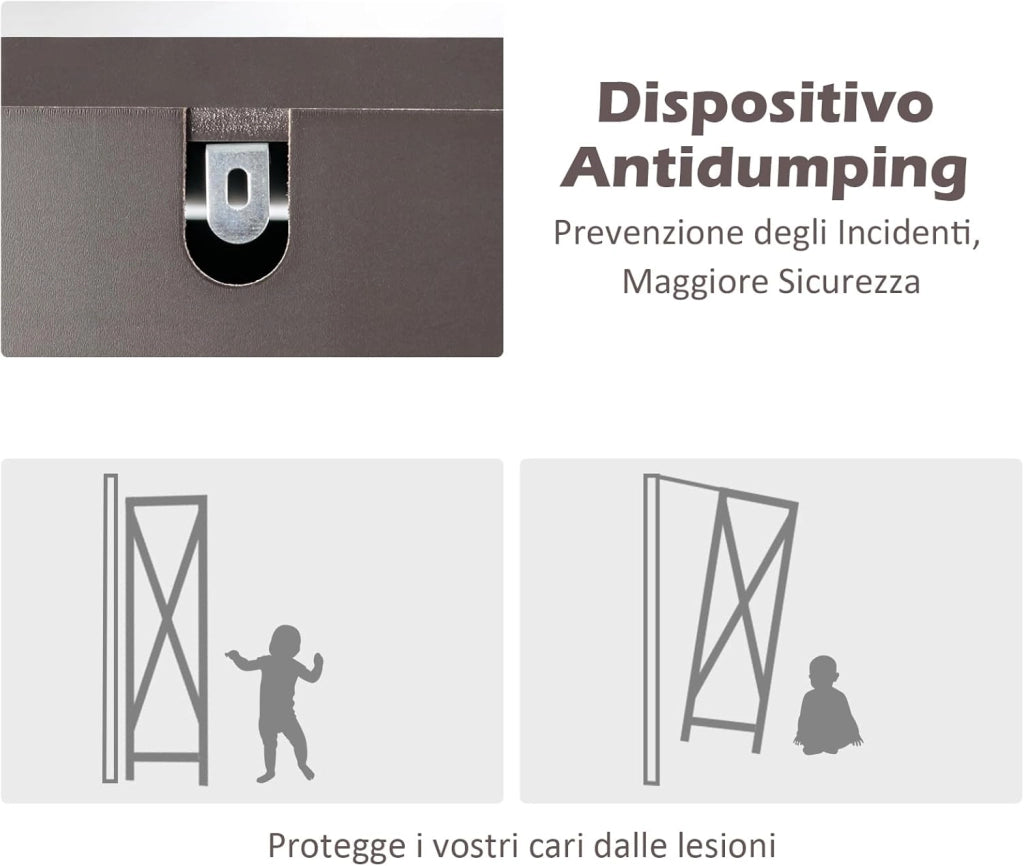 Mobile da Bagno Alto con 2 Ante 37 x 37 x 160cm, Armadio da Terra con 5 Vani, Mobile Colonna per Bagno Cucina Soggiorno (Marrone)