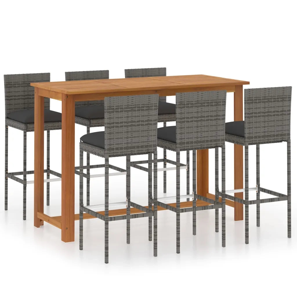 Set da Bar da Giardino 7pz con Cuscini Grigio cod mxl 44625
