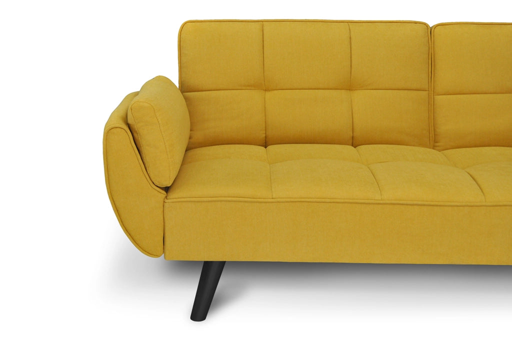 Divano letto clic clac in tessuto vellutato giallo piede nero - divano 3 posti - Ambra - DL-AM16FBC-PLN