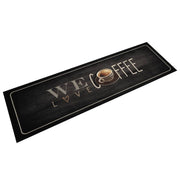 Tappetino da cucina lavabile con elegante design e scritta "Coffee" 150 x 45 cm in velluto beige 02_0056429