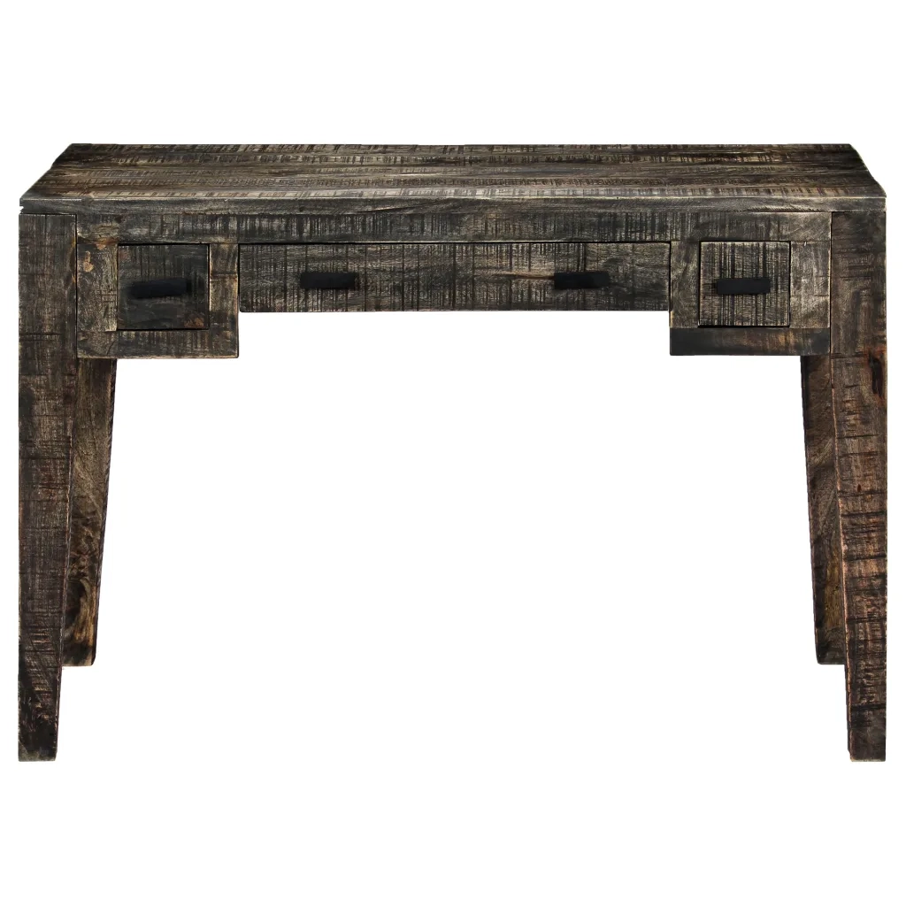 Scrivania-Scrivanie per ufficio e studio-Scrittoio Nera 110x50x75cm in Legno Massello di Mango