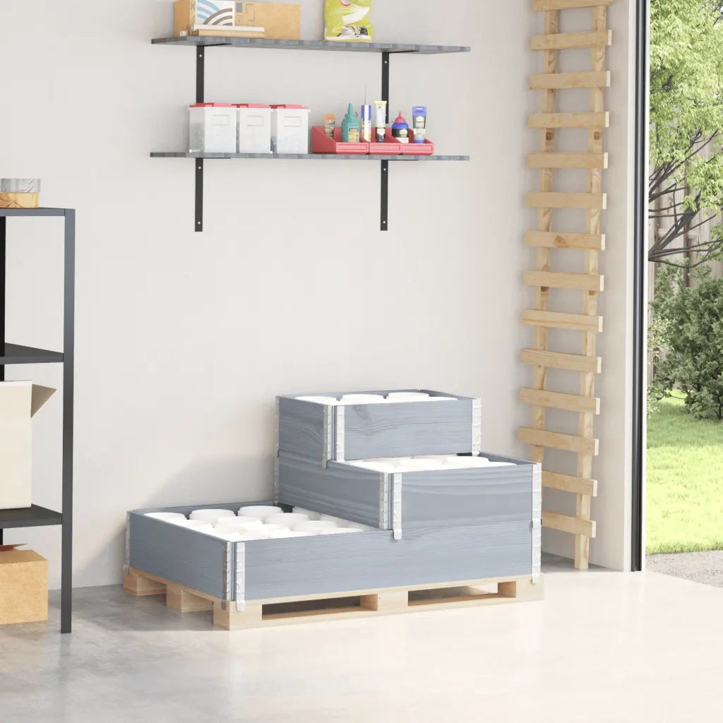 Fioriera | Cassetta per fiori | Vaso Rialzata a 3 Livelli Grigia 120x80 cm Legno di Pino