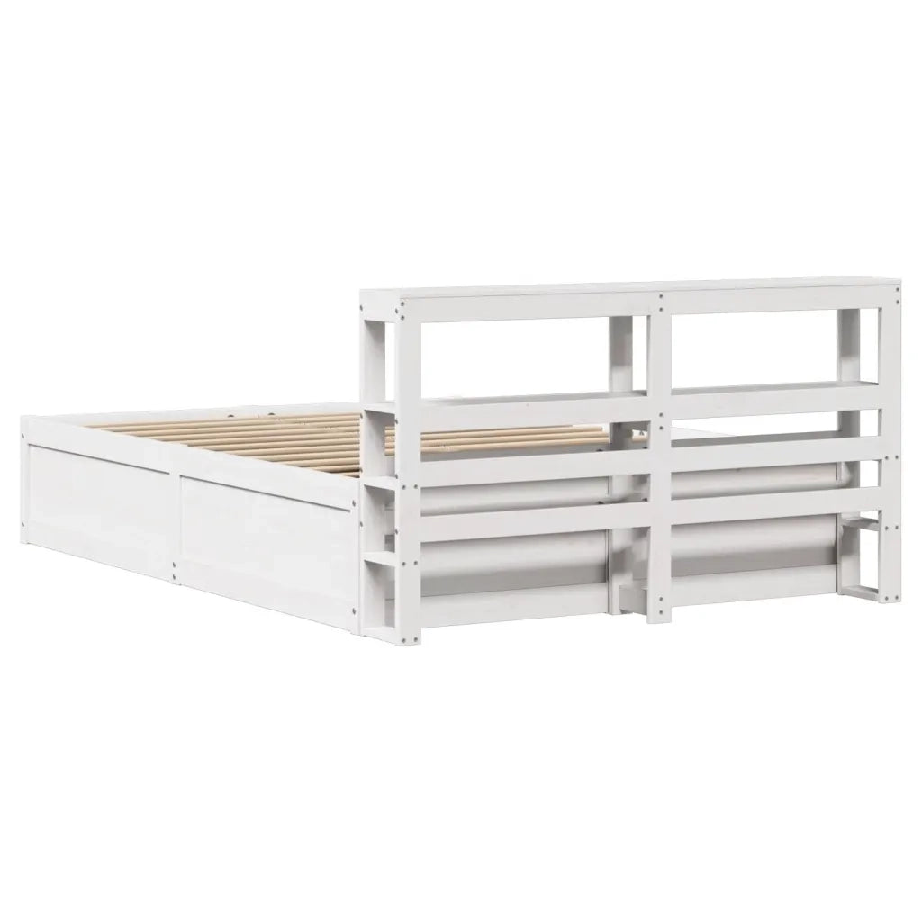 vidaXL Giroletto con Testiera Bianco 120x190 cm Legno Massello di Pino