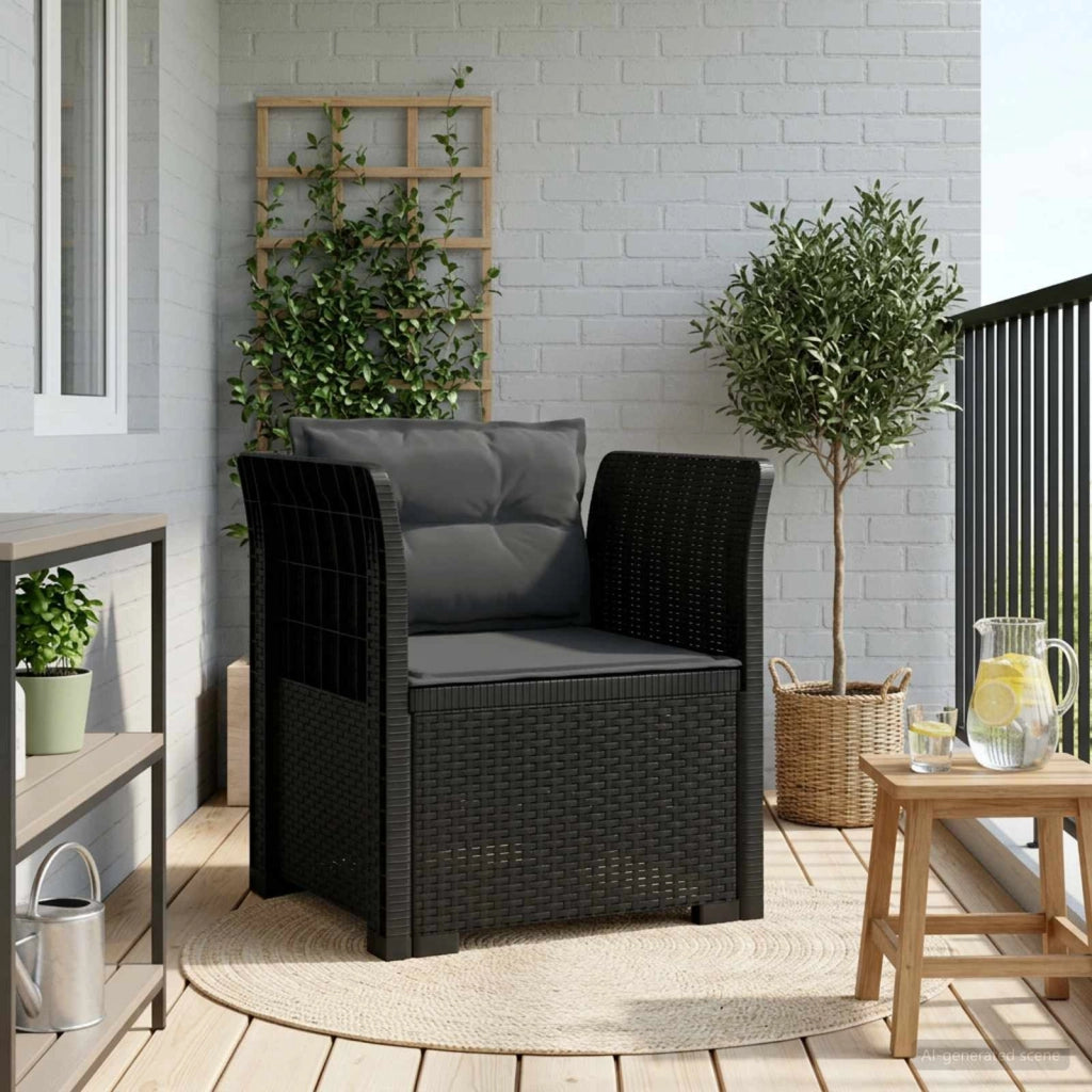 Poltrona a 1 Posto con Cuscini Aspetto Rattan PP Antracite 8011869
