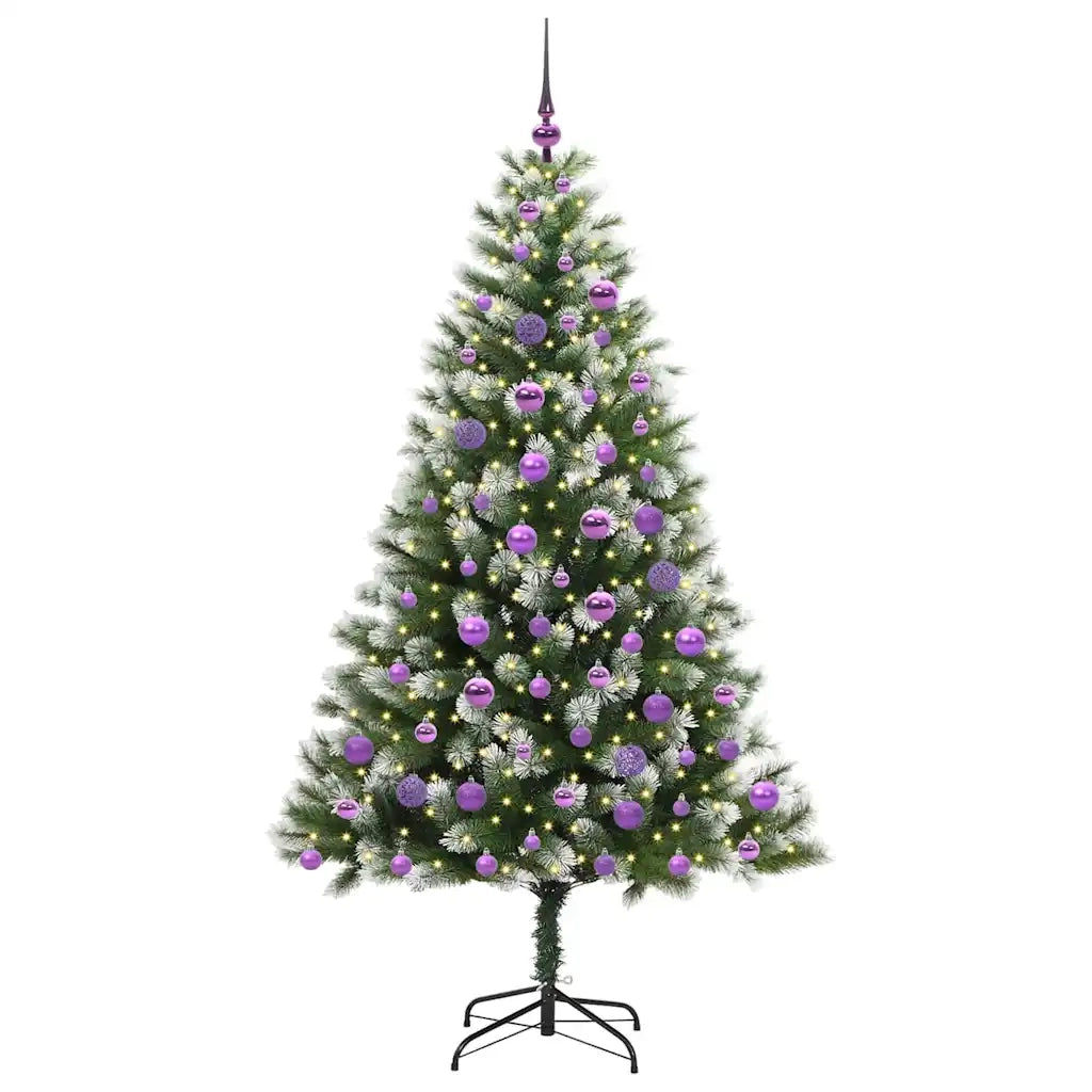 Albero di Natale Artificiale a Cerniera-Albero Natalizio con neve fioccata 974900