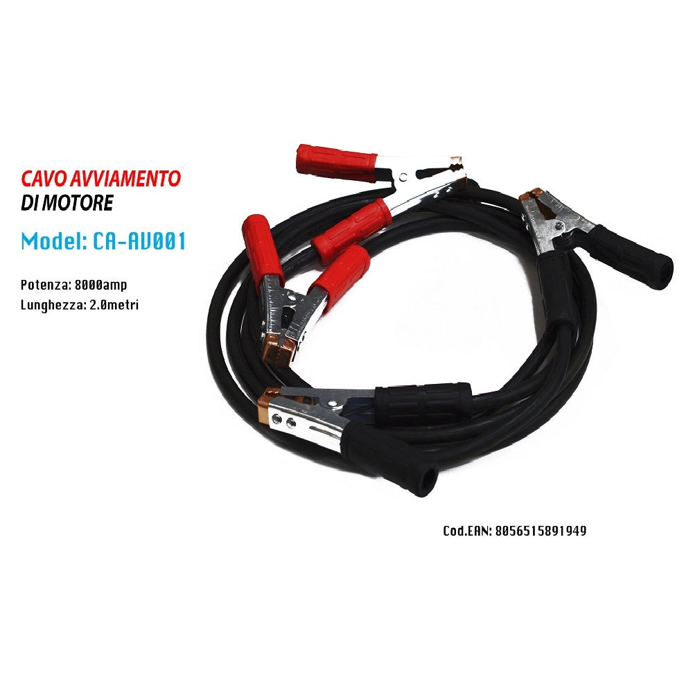 Trade Shop - Cavo Avviamento Motore Di Emergenza Auto Cavi Pinze 8000amp 2mt Maxtech Ca-av001 -