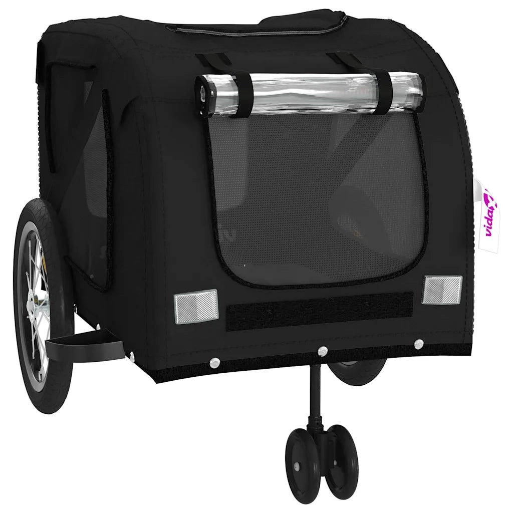 Rimorchio da Bici per Animali Nero Oxford e Ferro CFW1661630