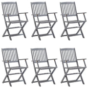Sedie da Giardino Pieghevoli 6pz con Cuscini in Massello Acacia 3065414