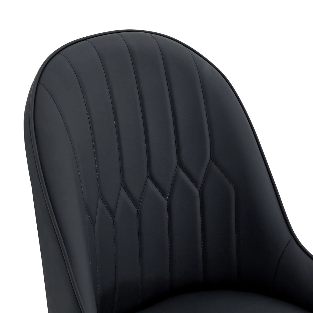 Set di 2 sedie da pranzo con schienale a fulmine in pelle PU nera
