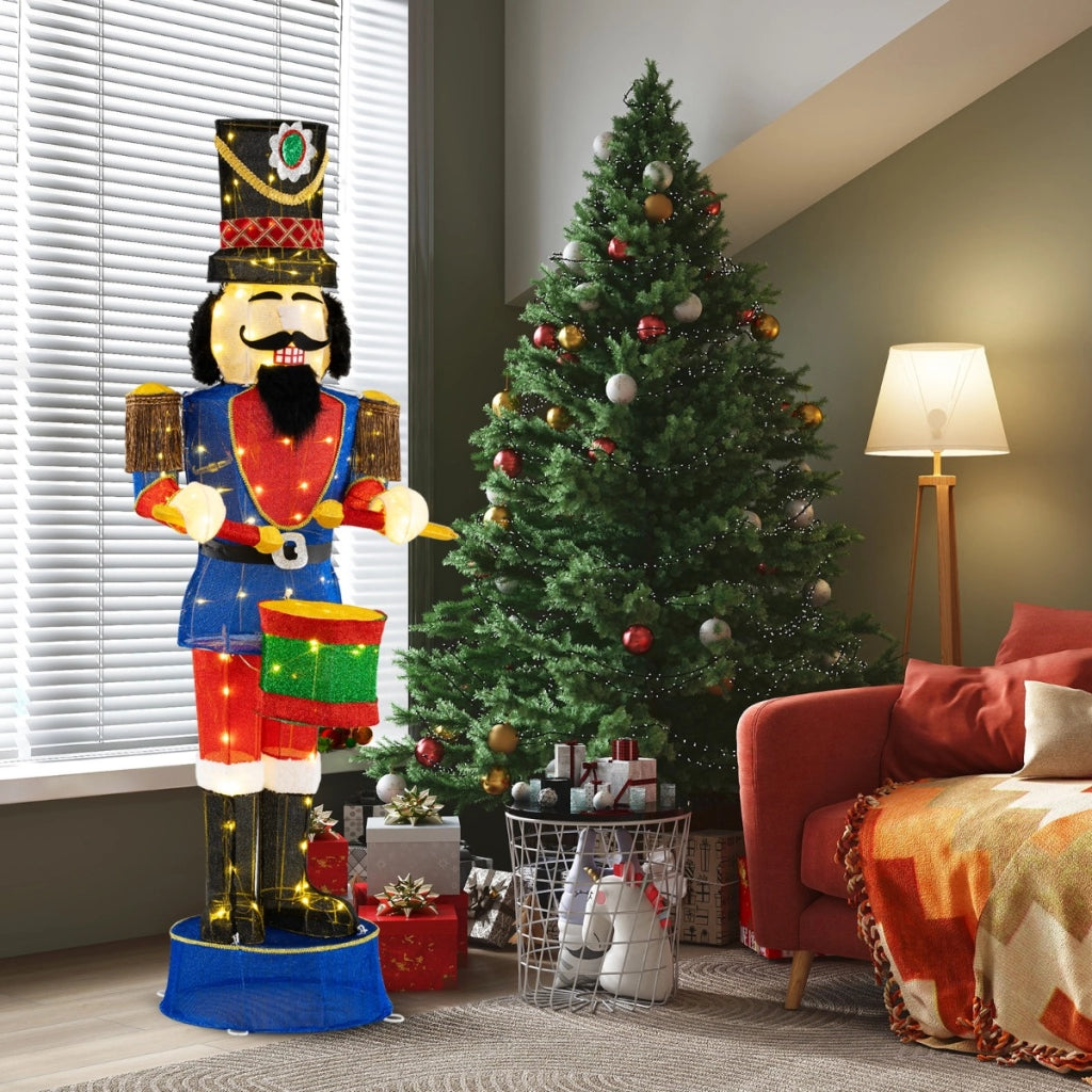 Albero di natale 180cm e soldato luminoso natale con 100 luci led, Albero di natale con luci led calde e soldato di natale 185cm-Natale
