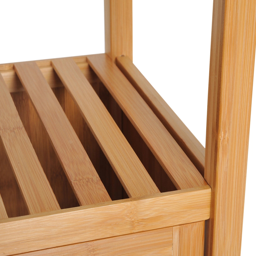 Mobile bagno in bambù naturale 36x33x140 cm con 3 ripiani