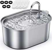 Fonte d'acqua silenziosa per cani e gatti - fonte d'acqua con pompa e 4 filtri attivi a carbone - capacità 3,2 l - materiale in acciaio inossidabile - livello di rumore 30 dB
