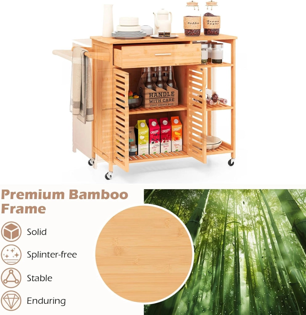 Carrello da cucina con ruote, isola cucina con cassetti, porta asciugamani, scaffali aperti, carrello da servizio, carrello in legno, carrello da cucina, 104 x 40 x 89 cm