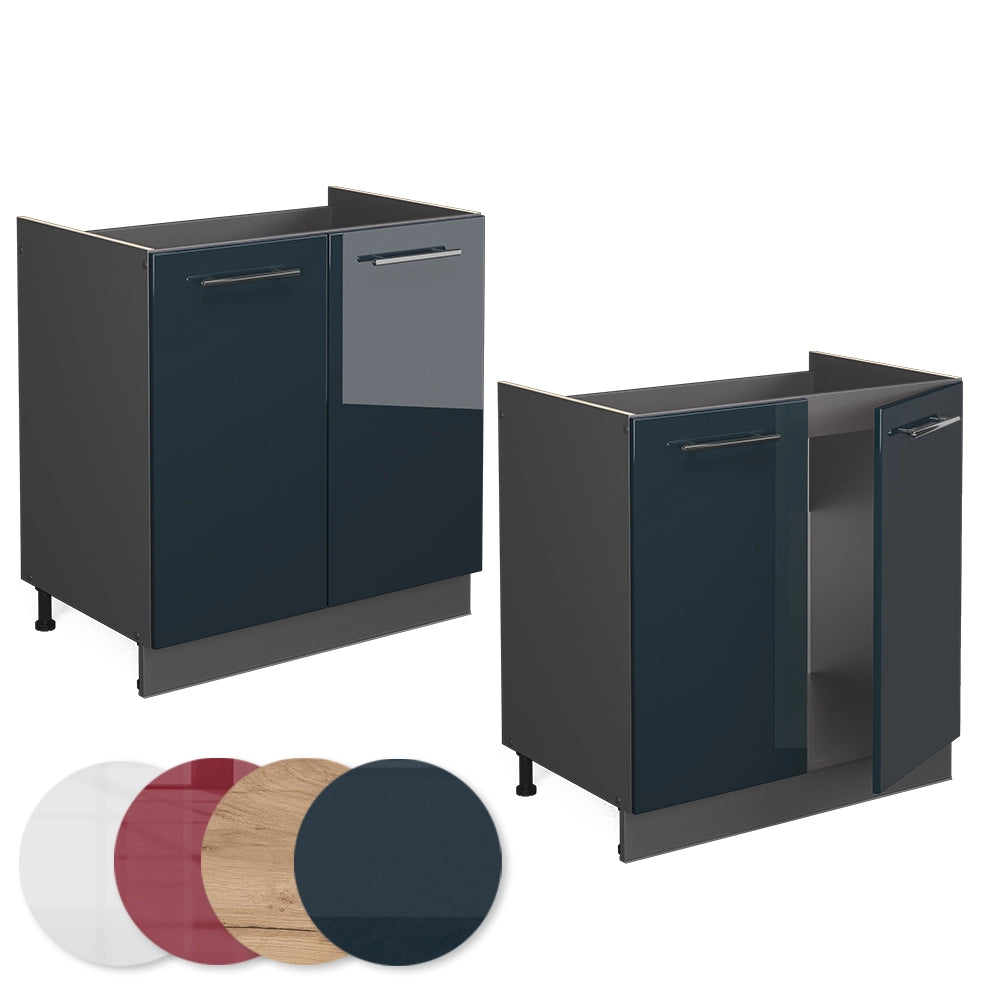 Vicco Mobile lavello cucina Blu scuro lucido 80 cm senza piano di lavoro
