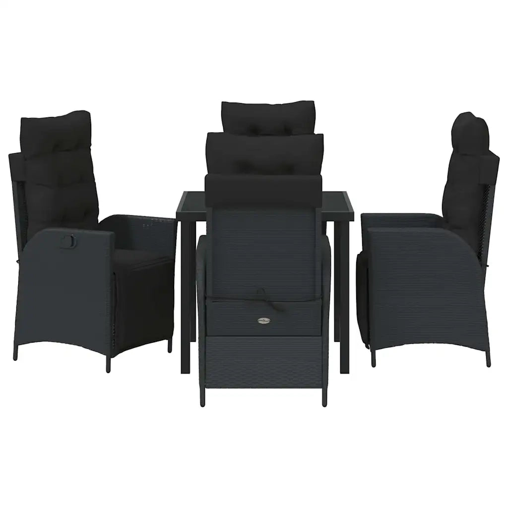 Set da Pranzo per Giardino con cuscino 5 pcs Nero polyrattan 3380534
