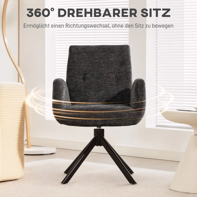 POLTRONA Girevole 60x61x88 cm Nero in Poliestere