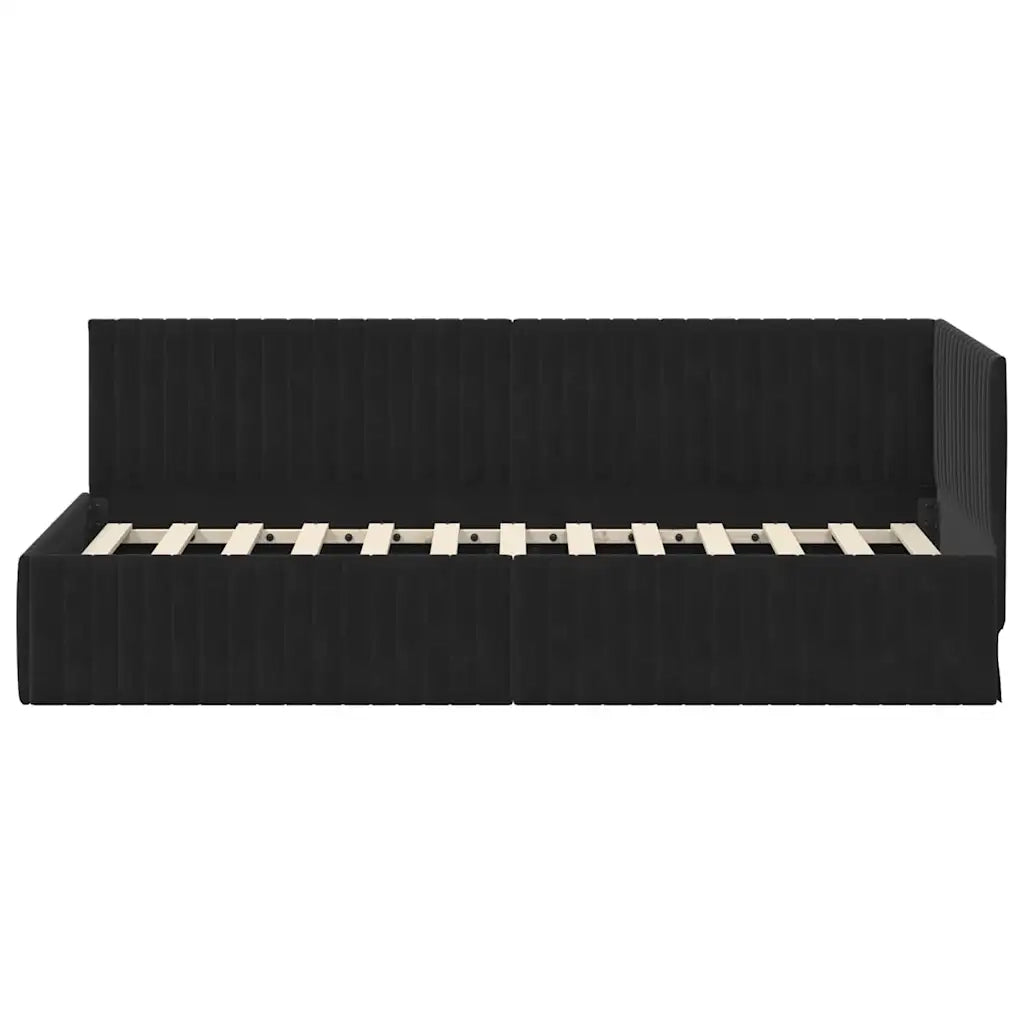 Cornice del letto ad angolo Nero 80 cm x 200 cm Velluto 42016251