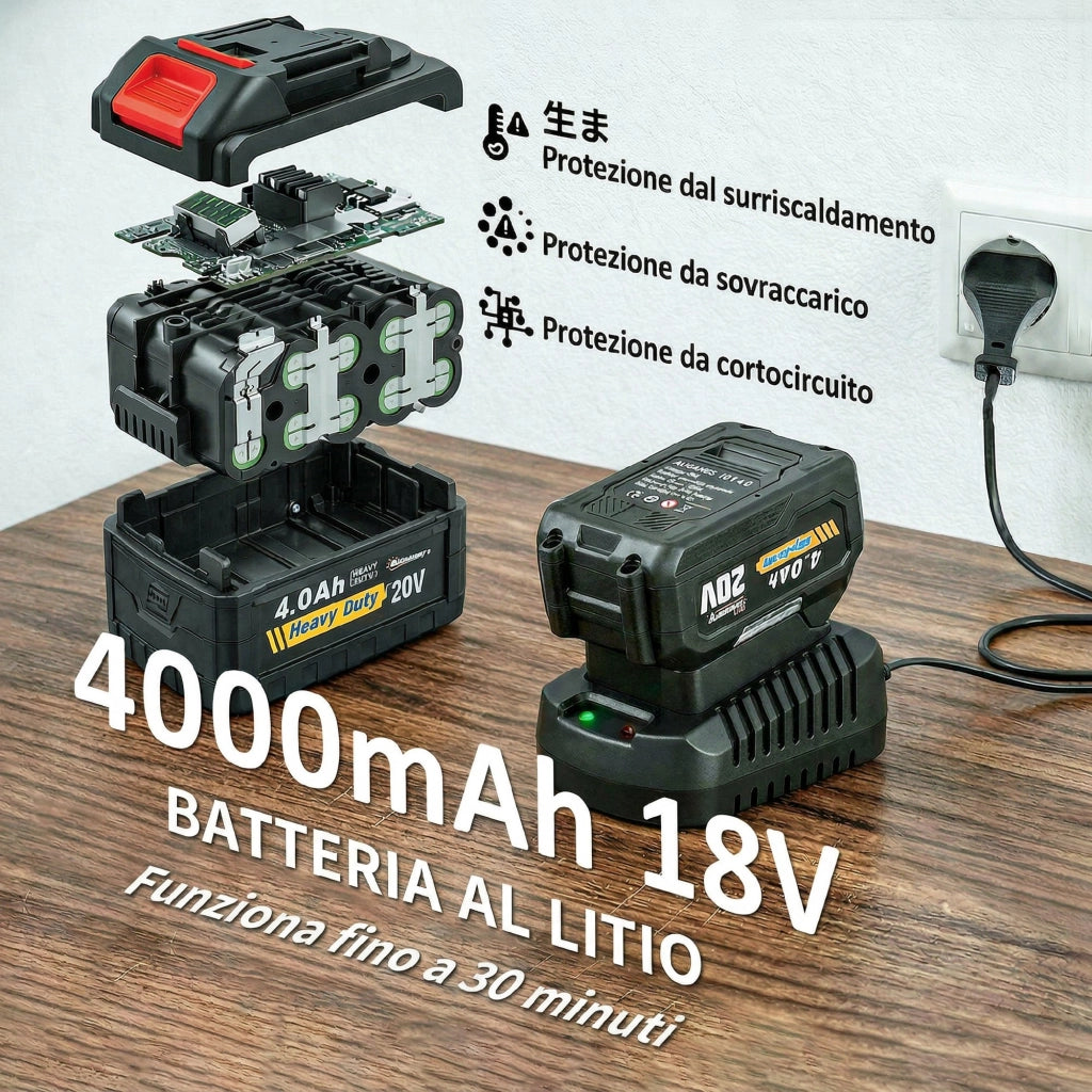 Soffiatore per Foglie Cordless con Batteria da 4000mAh e Caricatore, 18V, Leggero con 6 Livelli di Velocit¨¤