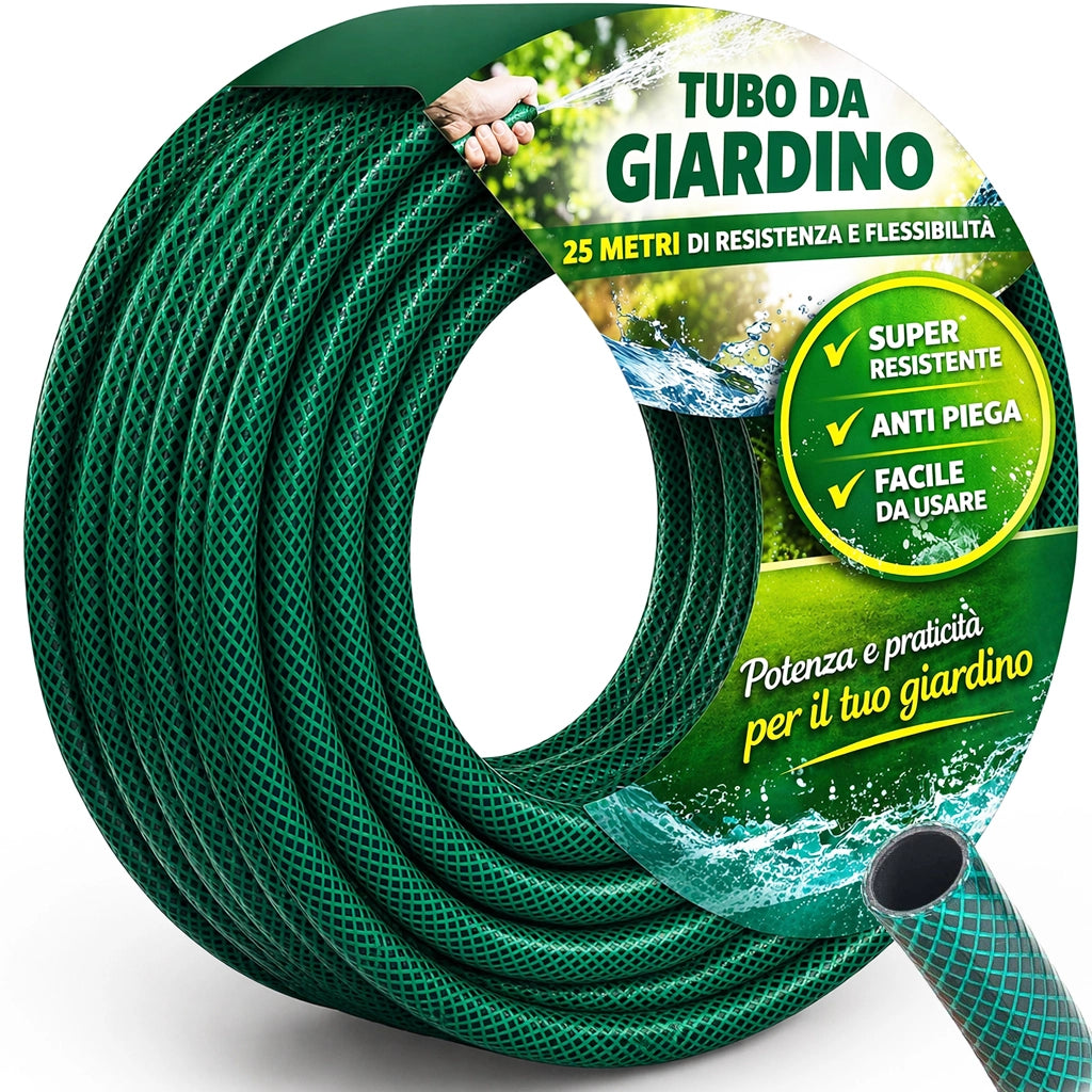 Tubo da Giardino 25 m Ø14mm Universale per Irrigazione Resistente alla Pressione