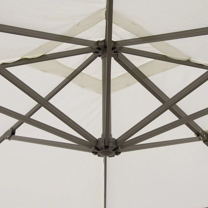 OMBRELLONE A BRACCIO DELUXE 3X3 M ECRU ALLUMINIO 360 GRADI  MARMETTE ESCLUSE