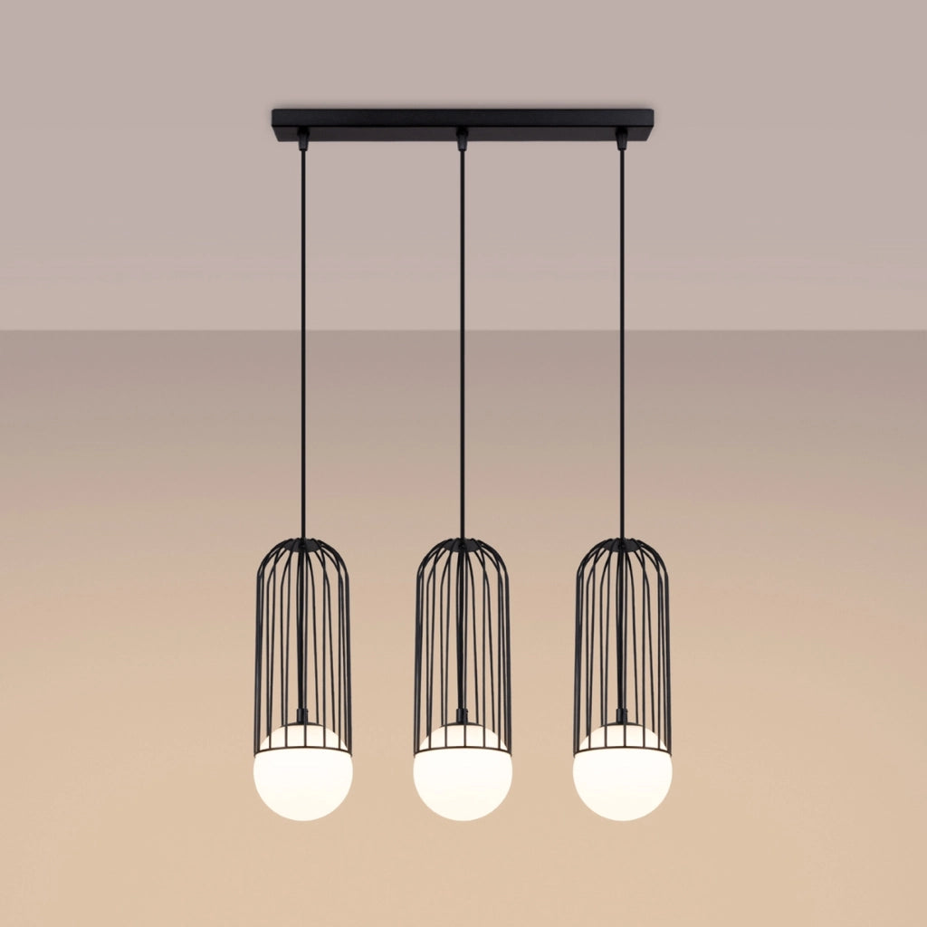Lampada LED moderna BRINA in acciaio nero blu polvere a 3 luci G9 54x12x115cm