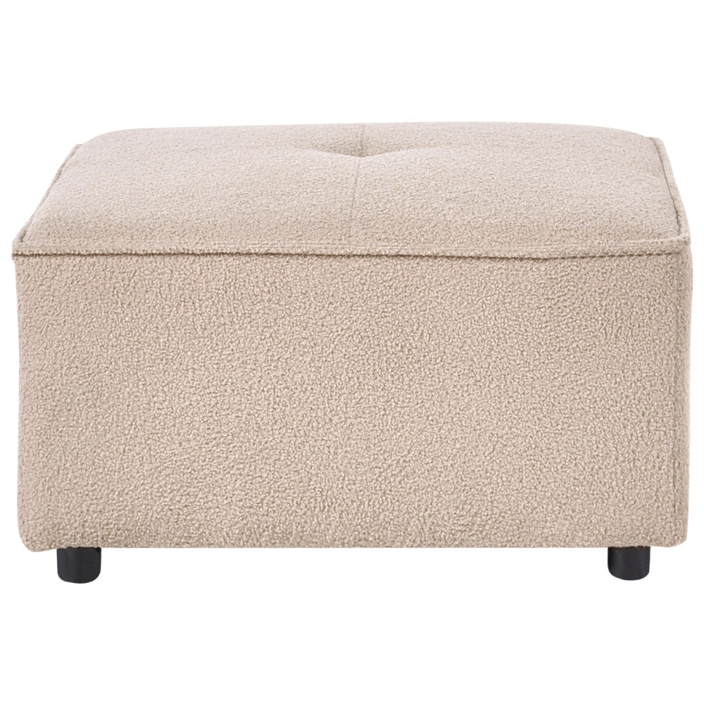 Pouf rettangolare in tessuto bouclè beige stile moderno