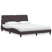 Letto con Materasso Marrone Scuro 160x200cm Tessuto 3310751