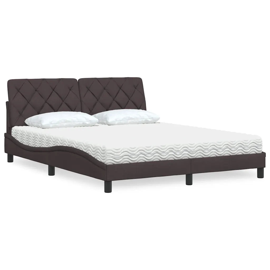 Letto con Materasso Marrone Scuro 160x200cm Tessuto 3310751