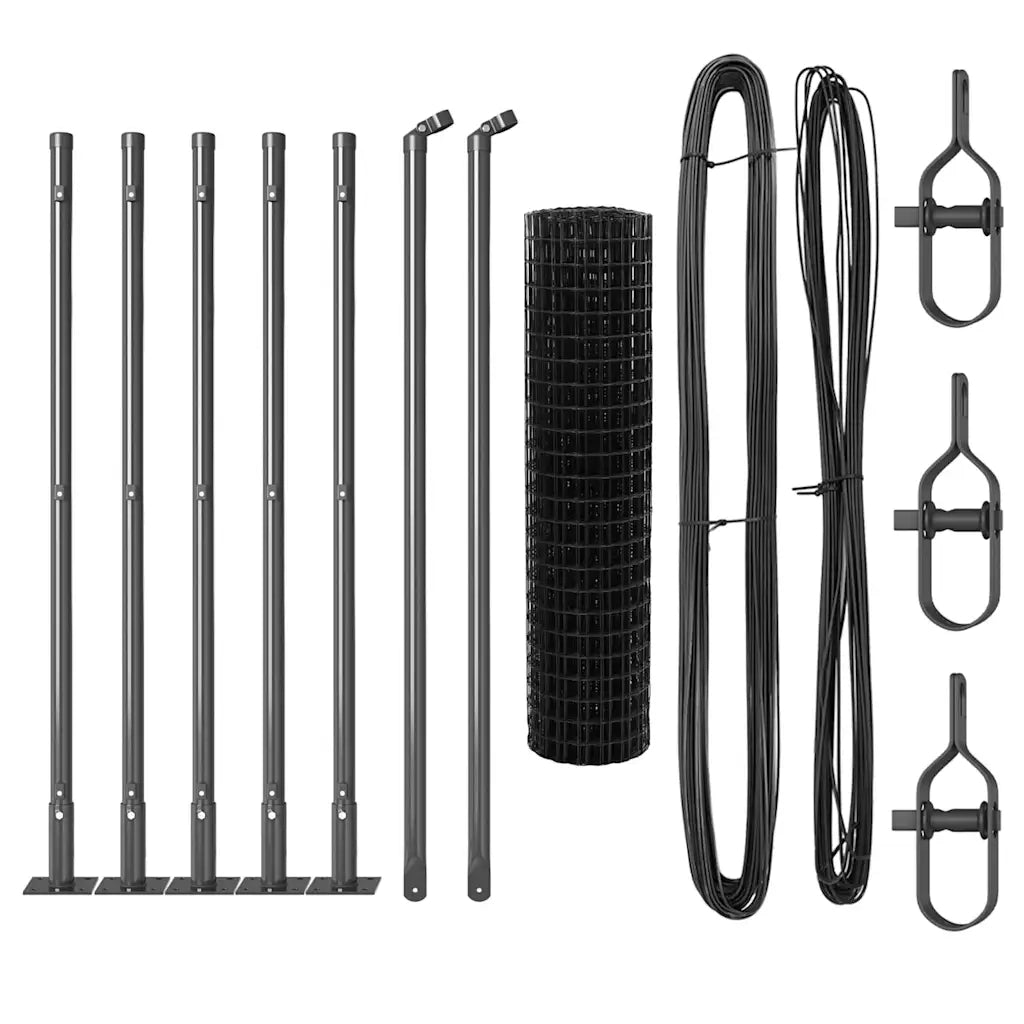 Recinzione da Giardino | Recinzione con Posto Grigio 0,4 x 10 m Acciaio e PVC
